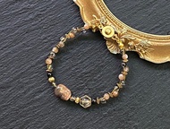 黑金骨幹 白水晶 黑髮晶 黑曜石 黑金骨幹貔貅 編織感黃銅手鍊