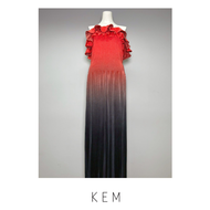 Kemissara Ombre Ivy Ruffle Dress - Red