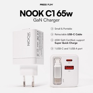 NOOK C1 65W GaN Retractable Charging Brick by Press Play 65W Charger GaN Charger