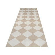 Rug for Bedroom Bathroom Entryway Beige Ultra Thin Washable Kitchen Runner Rug ForMoroccan Plaid Che