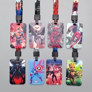 Cute ins Cartoon Bus Card Holder with Neck Strap Student Meal Card Keychain Marvel A2D7