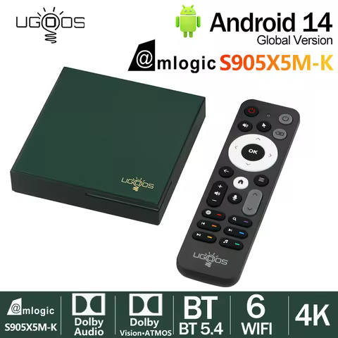 UGOOS SK4 Pro Smart TV BOX Android 14 S905X5M-K Quad core ARM Cortex-A55 LPDDR4 4GB 64GB BT5.4 Set T