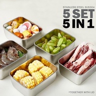 B2U Stainless Steel Organizer Fresh-Keeping Square Storage Box with Lid Seal Freezer Food Container 