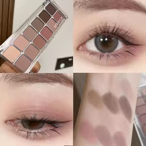 12-Color Low-Saturation Eyeshadow Palette, Matte Apricot Eyeshadow Palette, Everyday Earth Tones, Lo