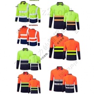 💕Invoice Available Quick-Drying Lapel Long-Sleeved Reflective Construction Site Clothes Luminous Clo