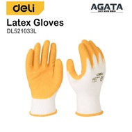 DELI Latex Glove DL521033L Anti-slip Comfort Grip Latex Safety Hand Glove Sarung Tangan Latex