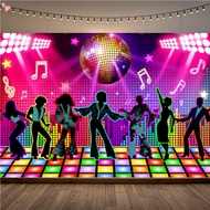 180 x 110 cm/ 70.8 x 43.3 inches Disco Birthday Party Backdrop Cloth Neon Graffiti Background Booth 