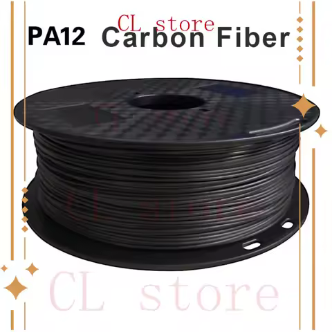 Carbon Fiber Filled Nylon Filament PA12-CF1.75mm Black 1Kg Spool 3D Printing Filament for 3D Printer