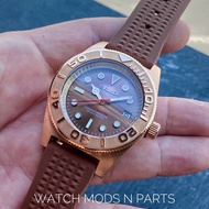 WMNP Seiko 62mas classic 39.5mm Body, rosegold yacht-master waffle strap