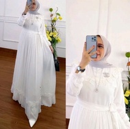 Gamis Wanita Muslimah Bahan Ceruti Polos Warna Putih Lilac Lime Marun  Bisa COD Bayar di rumah