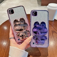 Phone Back Case For Oppo Realme C20 C20A C11 2021 Gradient Glitter Makeup Mirror Rabbit Folding Stan