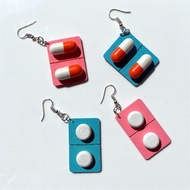 European American Style Hip-Hop Funny Capsule Earrings Ear Clips Funny Pill Earrings Nightclub Disco