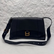 BALENCIAGA/巴黎世家 沙漏 Downtown金扣黑色斜背包