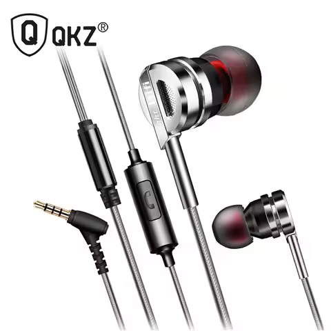QKZ DM9 FiLe 3.5mm Headphones with Volume Control HD Mic Wired Earbuds for iPhone 15/16 Samsung Gala