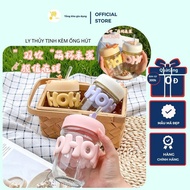 HoHo Glass Cup with Straw - 350ml Glass Cup with Premium Short Cover MTA-MART