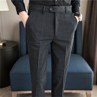 TOP1 Plaid Trousers Men's Slim-Fit Trendy Skinny Casual Pants Spring Autumn Suit Non-Iron Ruffian Ha