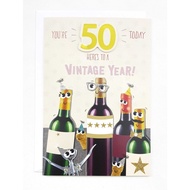 GREETING CARD- HALLMARK- GREETING CARD- 50th- BIRTHDAY- VINTAGE YEAR!