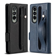 Ringke Folio Signature EZ Strap Plus for Galaxy Z Fold 4 Leather Case with Strap and Inner Pocket