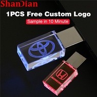 SHANDIAN 1PCS Free Custom Logo USB Flash Drive 128GB Car Music Pendrive 64GB LED Flashdrive 32GB Col