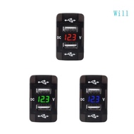 Will Car Charger USB Car Charger Fast Charge Car Charger Adapter LED Voltmeter Quick Charge for Car 