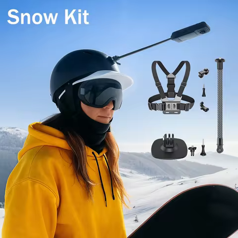 Skiing Kit for Insta360 X5 X4 X3 Insta360 Ace Pro 2 Helmet Extension Rod Flexible Adhesive Base Ches