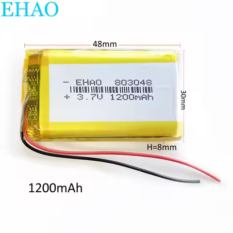 EHAO 803048 3.7V 1200mAh Polymer Lithium Lipo Rechargeable Battery For Mp3 GPS Recording Pen Bluetoo