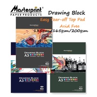 <Drawing Paper Pad> Portrait Size A3 135gsm / 165gsm / 200gsm Drawing Block Art Craft Architectural 