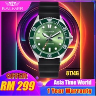 [Original] Balmer 8174G SS-6 Sapphire Men's Watch with Green Dial and 50m Water Resistant Black Rubber Strap |