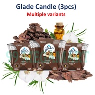 Glade Wick/Jar/Scented Luxury Premium Candle x3 Relax with essential oils infused in the candle