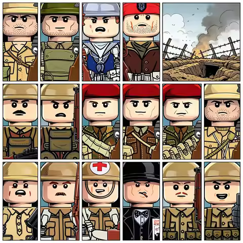 Military Series British Soldier Building Blocks WW1 Warrior Backpack WW2 Army UK Figures Officer Off