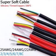 Super Soft Silicone Flexible Copper Wire 2 3 4 5 6 7 8 Cores Multicore 25AWG 24AWG 22AWG Black Red P