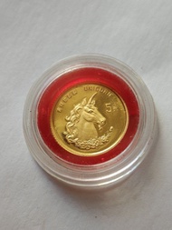 1996年中國1/20oz 獨角獸/麒麟金幣
