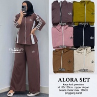 Alora Casual Women's Suit - Trendy Crop Top & Long Pants Set Suitable for Hanging Out