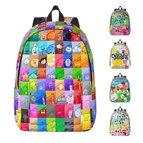 BFDI Inanimate Insanity Characters Casual Backpack Lightweight School Hiking Travel Battle Daypack M