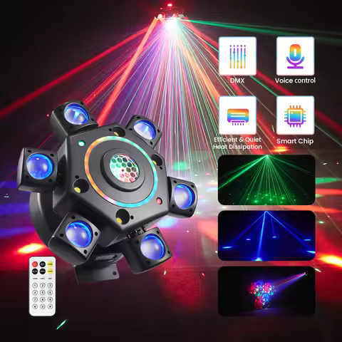 KEMAX Mini Beam 100W LED Mobile Head RGBW 6Arm Strobe Disco Party Light DMX DJ Accessories Nightclub