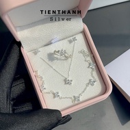 TienThanh Silver women's Silver jewelry Set with small real Silver 4-leaf clover