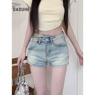 DaDuHey Women's Summer Retro Washed Do the Old Cowboy Shorts High Waist Straight Pants Hot Girl Slim