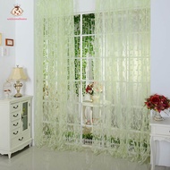 【welcomehome】Chic Leaf Type Tulle Door Window Curtain Green