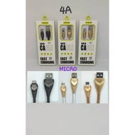 Cable Data 4A Micro USB Super Fast Charging Cable Data Micro USB 4A Golden Lake Fast Charging