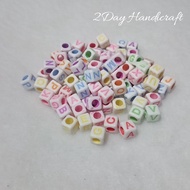 25 grams Chalk letter beads - Square letter beads - Alphabet beads