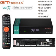 Gtmedia V8X Full HD ตัวรับถอดรหัสสัญญาณดาวเทียม DVB-S/S2/S2X H.265สร้างขึ้นใน IP Wi-Fi Stream อัปเกร