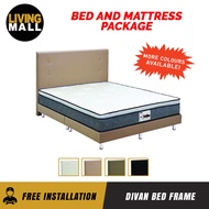 Living Mall Leather Divan Bed Frame With 10-inch  Euro Top Mattress Package In 4 Colours - All Sizes Available.