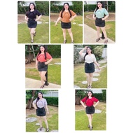 MM75 T-Shirt For Chubby Women Round Neck Collar With Ruffles Short Sleeves Perforated Fabric Chest B