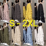 Women Casual Streetwear Cargo Pants Baggy Wide Leg Straight Long Pants Big Pockets Oversize Dance Pa