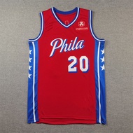 Ada Stok Jersi Bersulam Philadelphia 76ers Jersi Bola Keranjang Merah Maxi Phlia