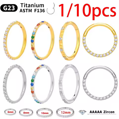 1 /10Pcs G23 Titanium Nose Ring For Women Small Nasal Septum Cartilage Hoop Earring Piercing 16 Gram