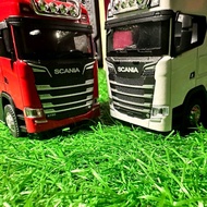 ￼1:50 Diecast Metal Truck  Model Toy Scania S730 Semi-Trailer Tractor  Replica Pull Back With Sound 