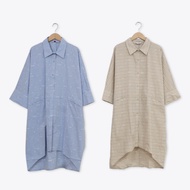 [CUMAR] Fresh Striped Winter Shirt Blue Card