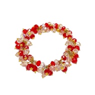 585 Gold Crystal Bracelet | 14K Gold Bracelet | Red & Clear Gemstone (Lth: 5.4)