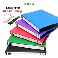ABBA Colour Ring File A4 2D Ring Pack of 4 / Lacquered Ring File/ Folder Organizers/ Document File